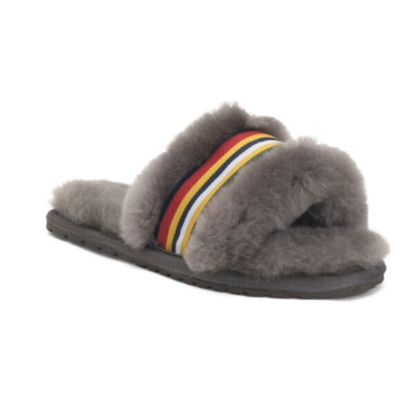 EMU AUSTRALIA Sheepskin Wrenlette Cozy Slide Slippers Grey Sz.8 - Picture 2 of 11